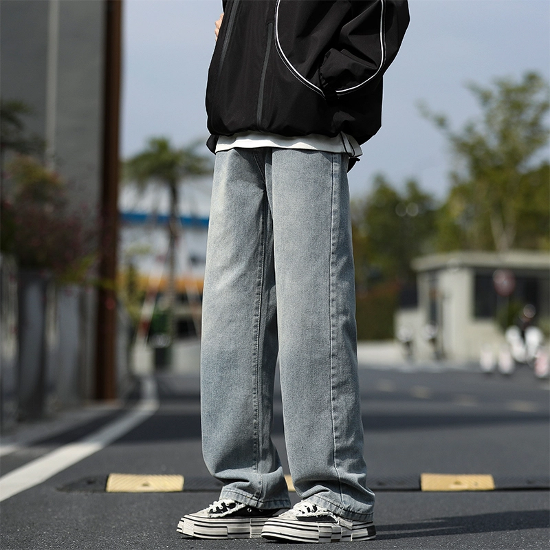 拓菲 废土风美式复古高街做旧洗水拖地阔腿工装风显高显瘦通勤百搭牛仔裤 男女同款