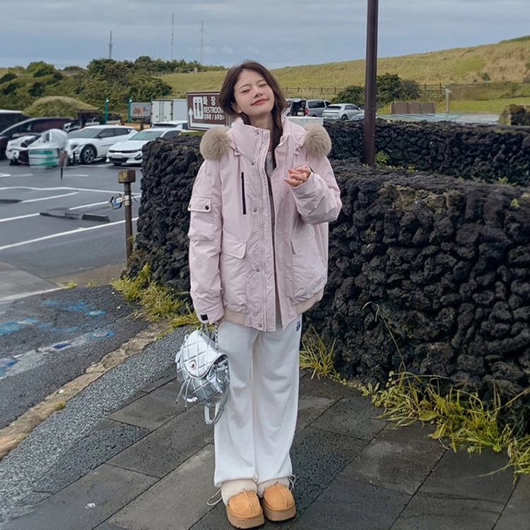 玉儿恋 韩系学院风甜美工装多口袋毛领甜心学院派高级感小众风小个子棉服 女款