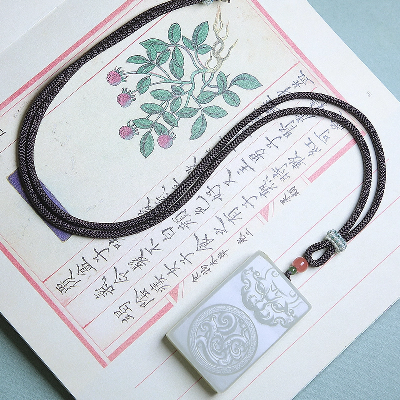 匠心琢玉 兽面仿古貔貅吊坠 国风 简约轻奢 和田玉项链 白玉 男女同款情侣款