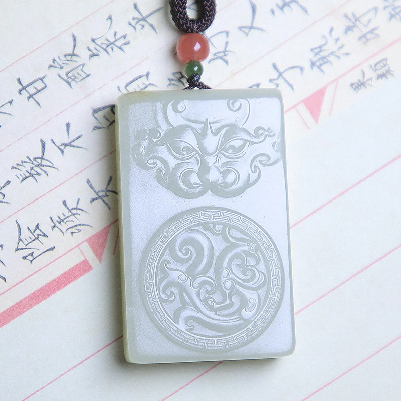 匠心琢玉 兽面仿古貔貅吊坠 国风 简约轻奢 和田玉项链 白玉 男女同款情侣款