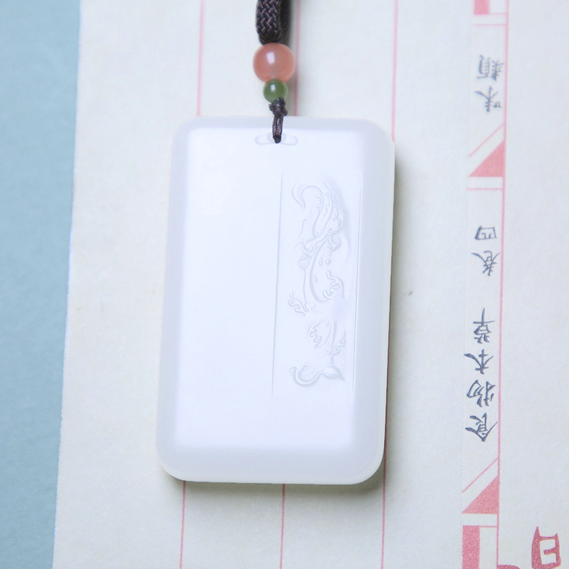 匠心琢玉 骑狮观音吊坠 文殊菩萨 国风新潮轻奢 和田玉项链 白玉 男款