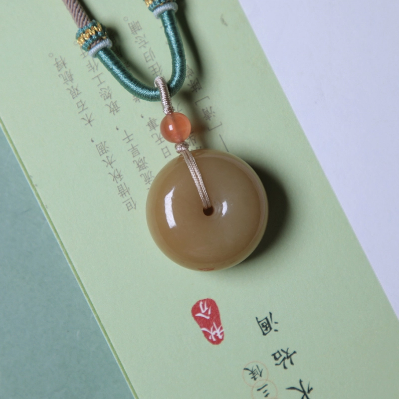 匠心琢玉 圆润饱满平安扣 国风新潮 新中式 和田玉 项链 男女同款情侣款 糖玉