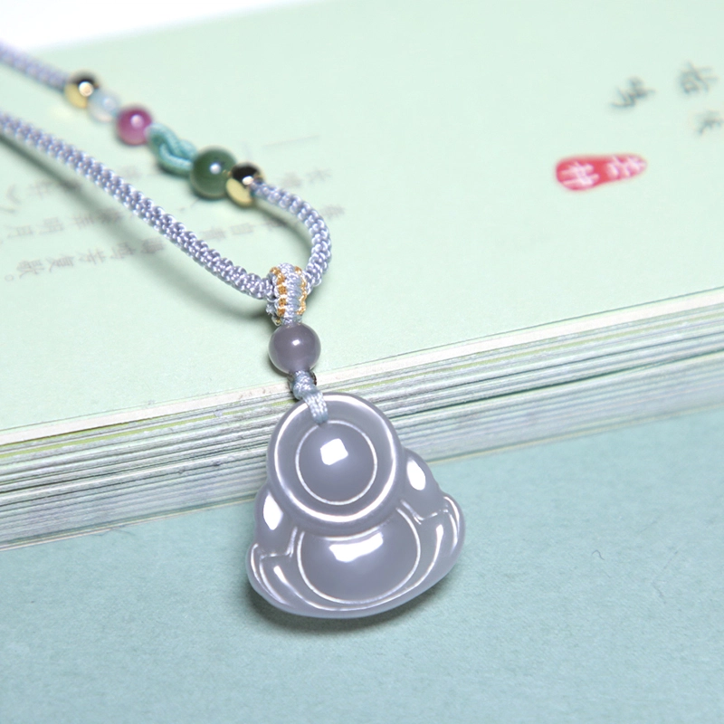 匠心琢玉 烟紫笑佛 和田玉 吊坠 女款 青玉