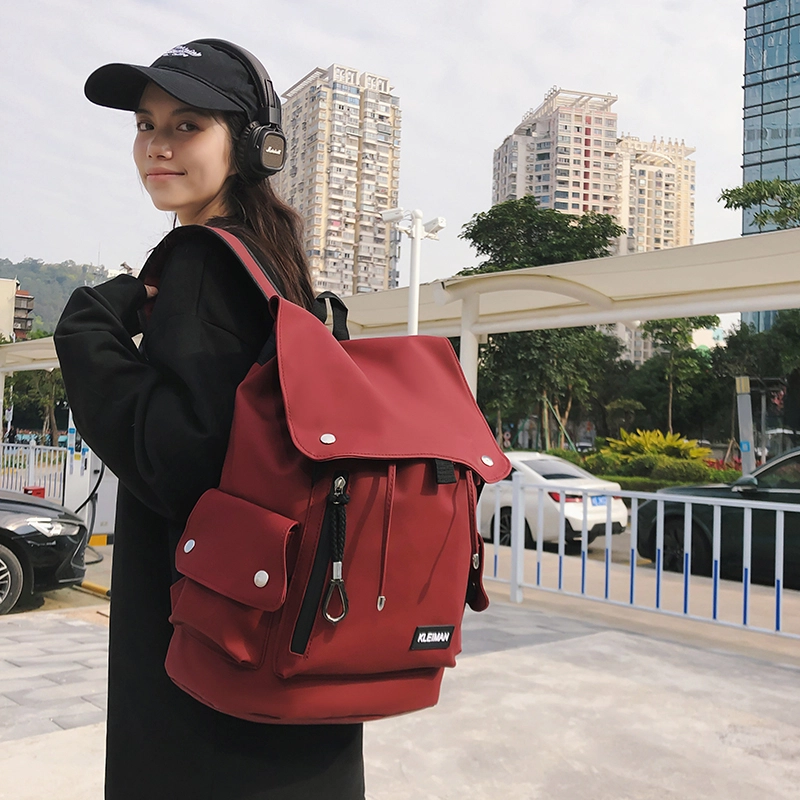 班亚奴 潮流包包初高中生大学生百搭轻便大容量多功能 皮膜 双肩包电脑包旅行包 常规 男女同款情侣款 灰色/黑色/酒红色/绿色