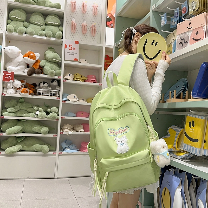 班亚奴 纯色简约时尚百搭校园原宿风 上课通勤大容量书包 尼龙 双肩包 女款 多色
