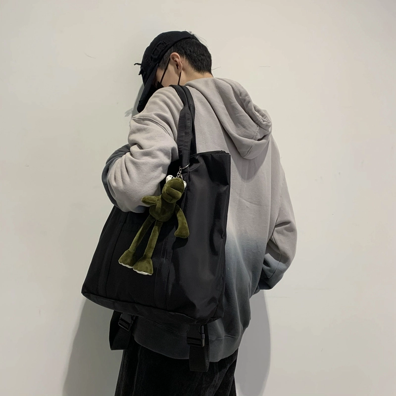 班亚奴 时尚复古潮流小众设计感多功能三用百搭出行旅游轻便大容量 尼龙 双肩包手提包单肩包 男女同款情侣款 黑色/蓝色