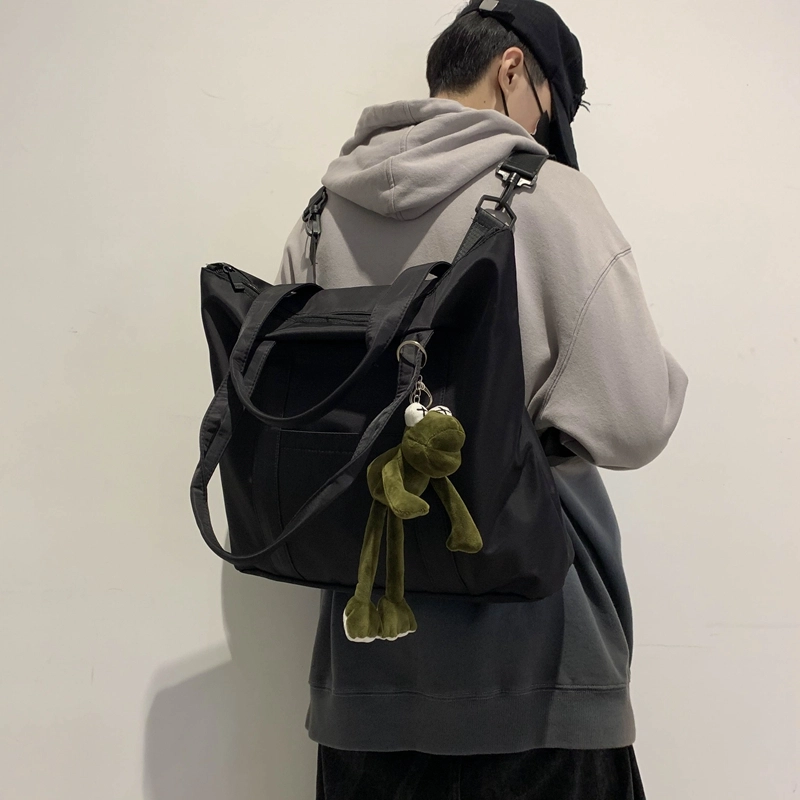 班亚奴 时尚复古潮流小众设计感多功能三用百搭出行旅游轻便大容量 尼龙 双肩包手提包单肩包 男女同款情侣款 黑色/蓝色