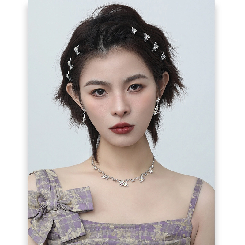 喜潮 花朵蝴蝶系列女甜美小清新项链轻奢高级感耳环时尚戒指手饰品