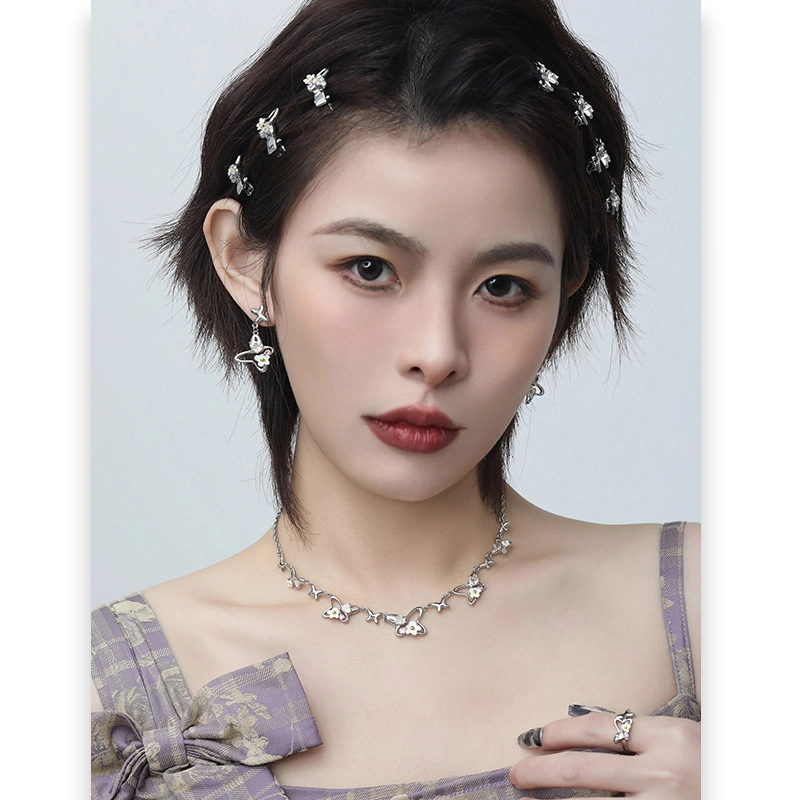 喜潮 花朵蝴蝶系列女甜美小清新项链轻奢高级感耳环时尚戒指手饰品