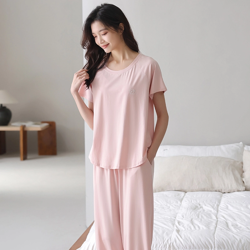 顶瓜瓜 简约舒适休闲家居服短袖长裤夏季睡衣套装 女款