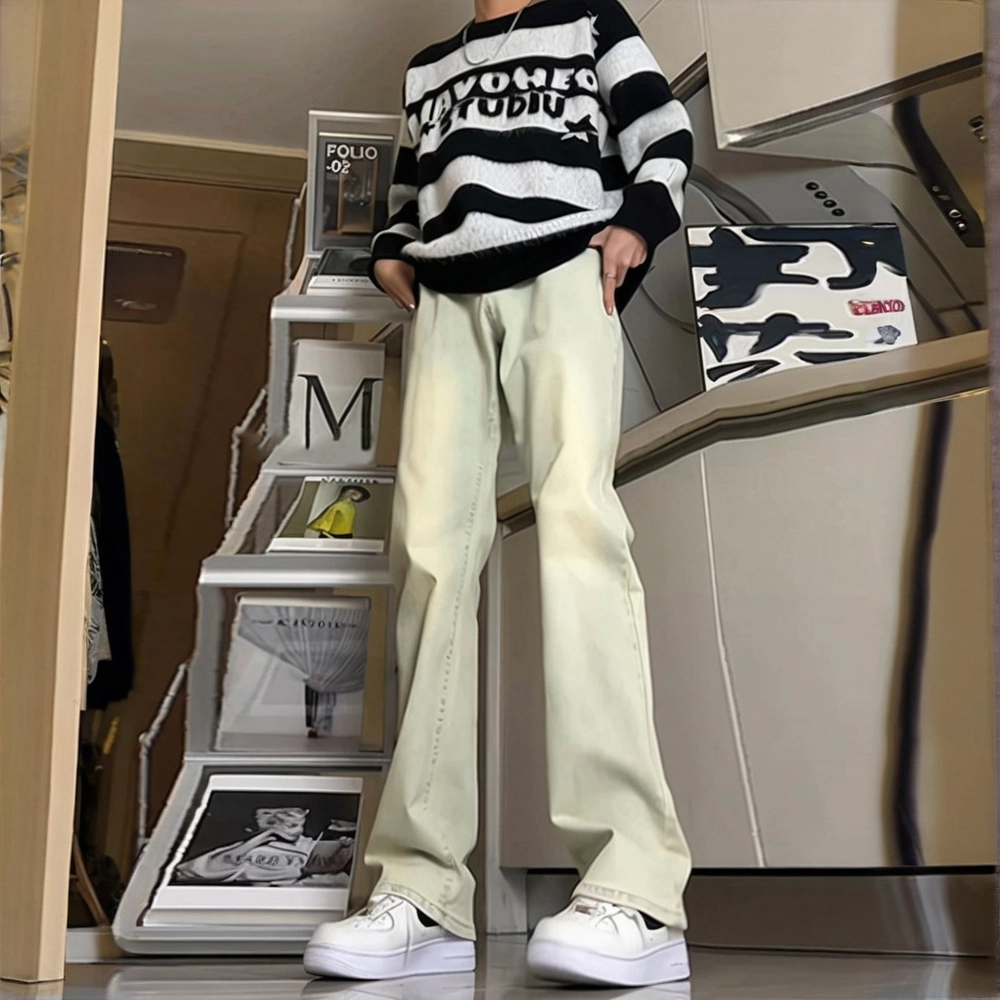木林森 美式高街复古废土风水洗做旧中腰宽松直筒通勤百搭亲肤柔软舒适休闲耐磨垂感牛仔裤 男女同款