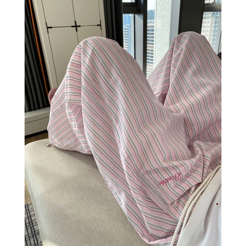 木林森 美式高街复古廊形弯刀阔腿时尚潮流设计感宽松直筒嘻哈街头日常户外通勤个性痞帅百搭条纹休闲裤 男女同款