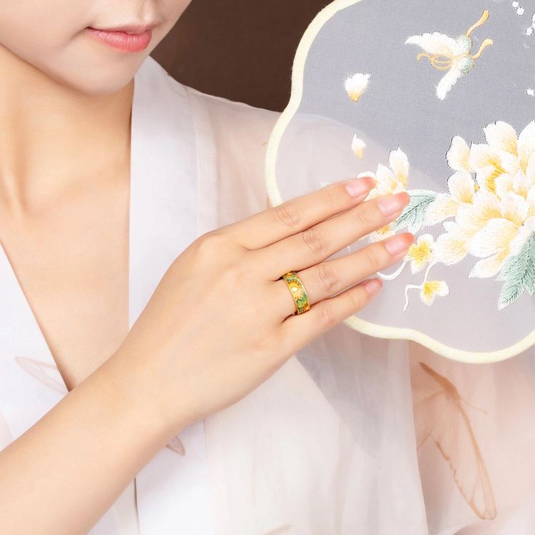 贝戈丽丝 古法梵高向日葵戒饰  森系复古油画感太阳花手饰  日常恋爱约会佩戴 人间富贵花系列#好运 足金 一口价 黄金戒指 女款