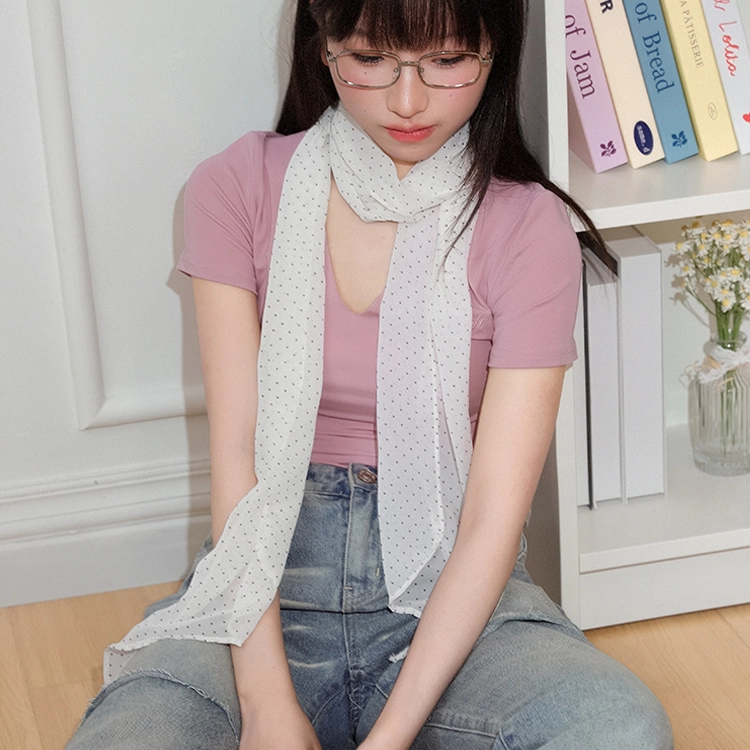 杨同学 春夏雪纺波点涤纶 丝巾 女款