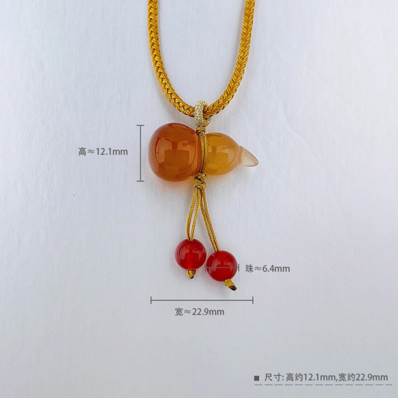 御龙镜 福禄双至葫芦   时尚精致简约日常百搭款小众这几好运葫招财转运清冷感锁骨链 玛瑙 项链 女款