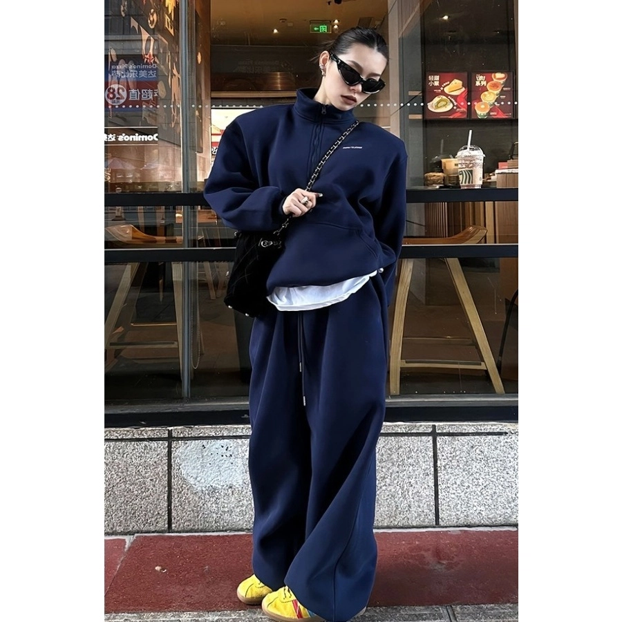 轻迎 立领卫衣高级感时尚运动服洋气休闲套装 女款