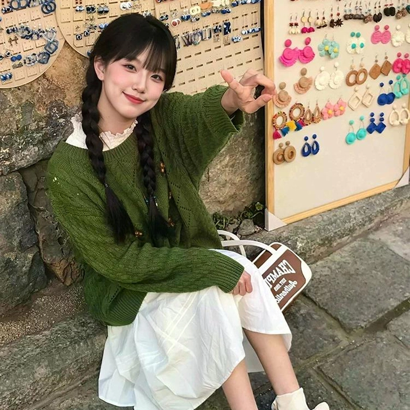轻迎 韩系高级感慵懒休闲宽松套头上衣针织衫 女款