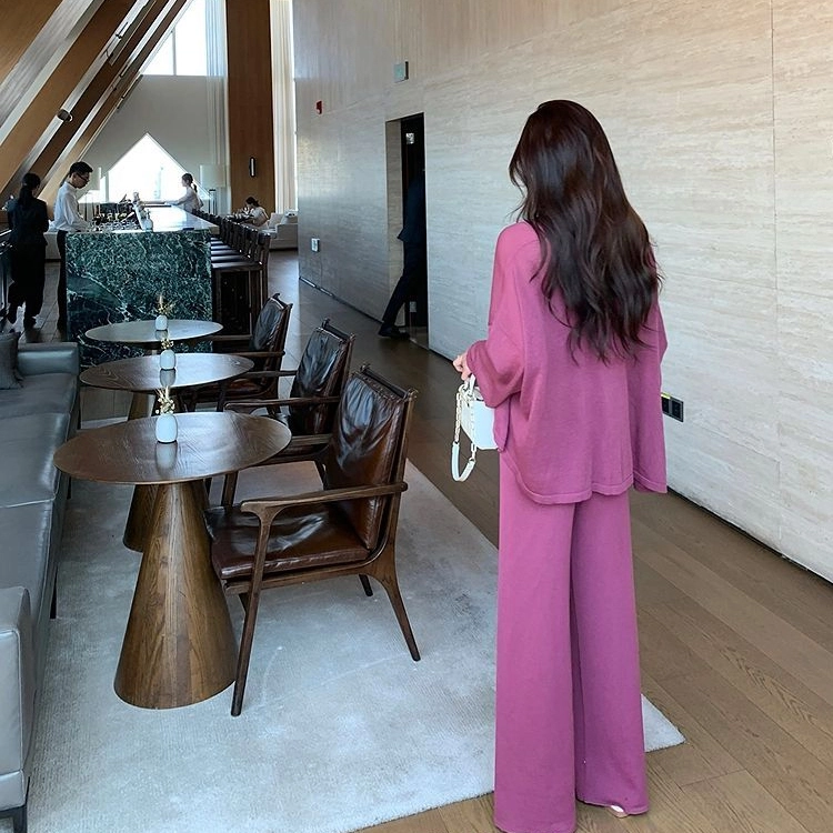 轻迎 轻奢设计感洋气显瘦开衫背心裤休闲套装 女款