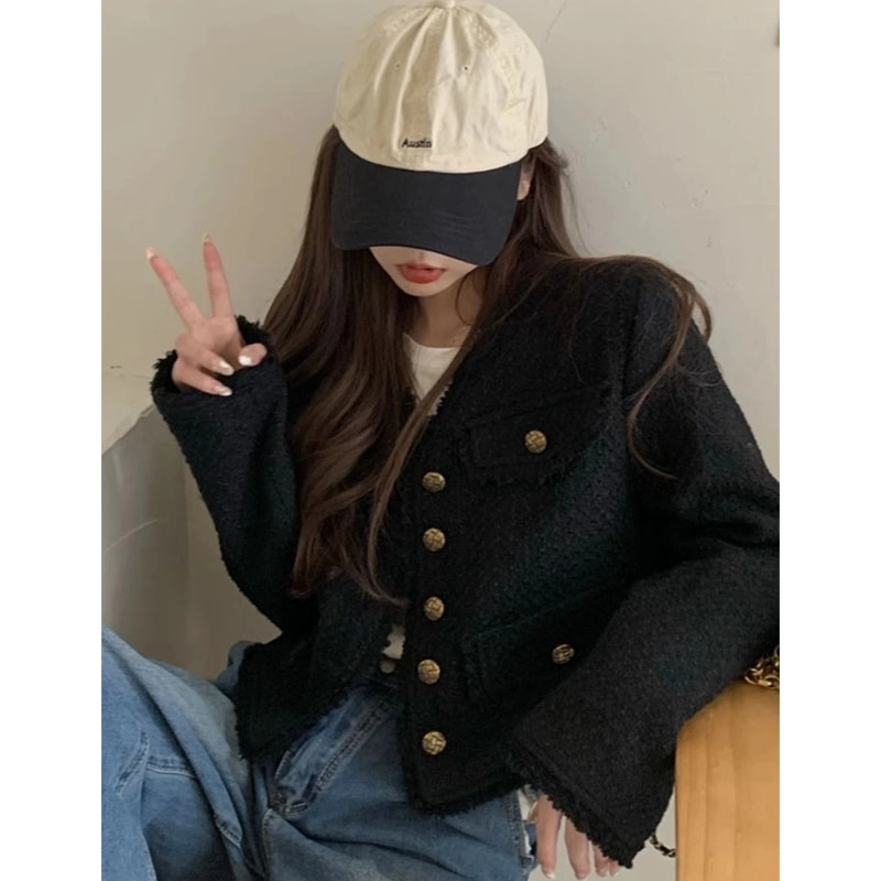轻迎 小香风高级感设计感短款上衣截短外套 女款
