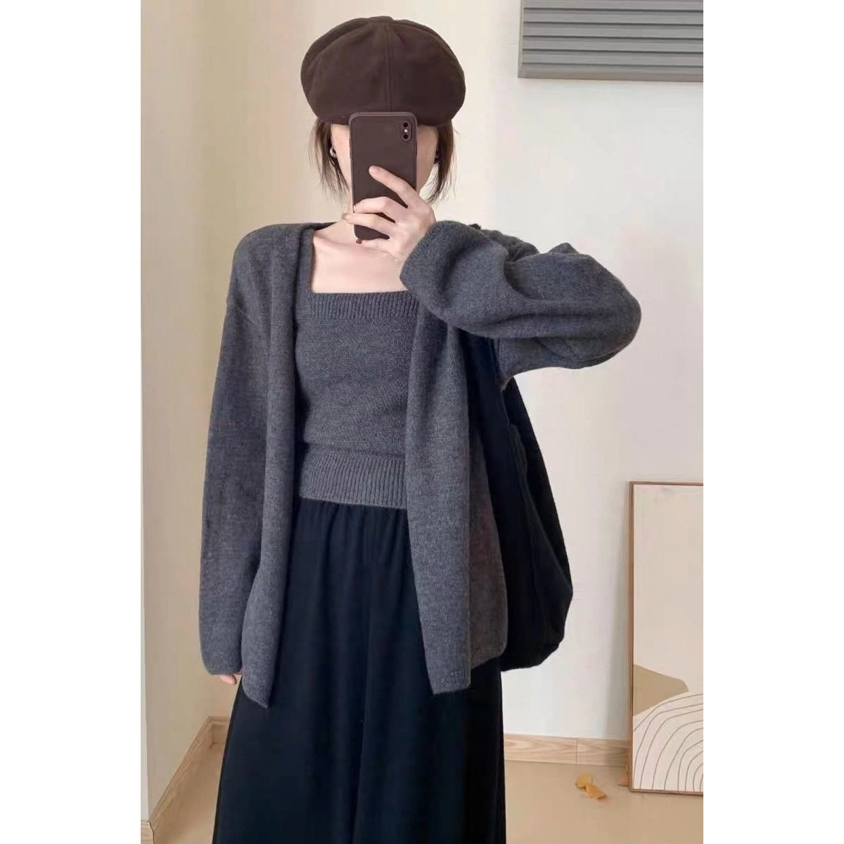 轻迎 慵懒风温柔宽松开衫外套针织衫 女款