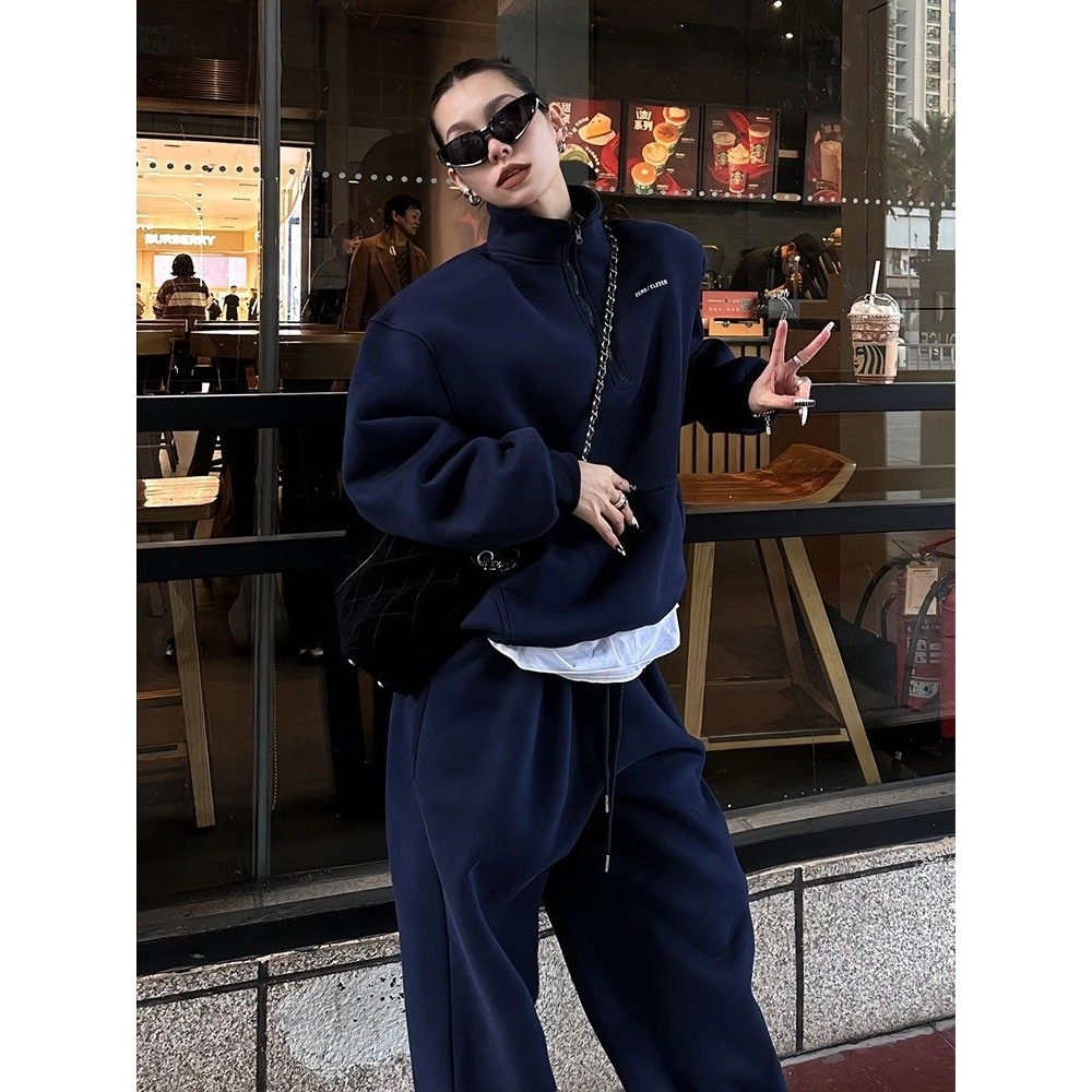 轻迎 立领卫衣高级感时尚运动服洋气休闲套装 女款