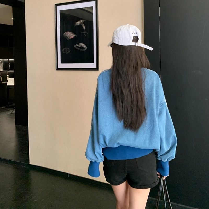 轻迎 复古美式设计感长袖宽松拉链上衣夹克 女款