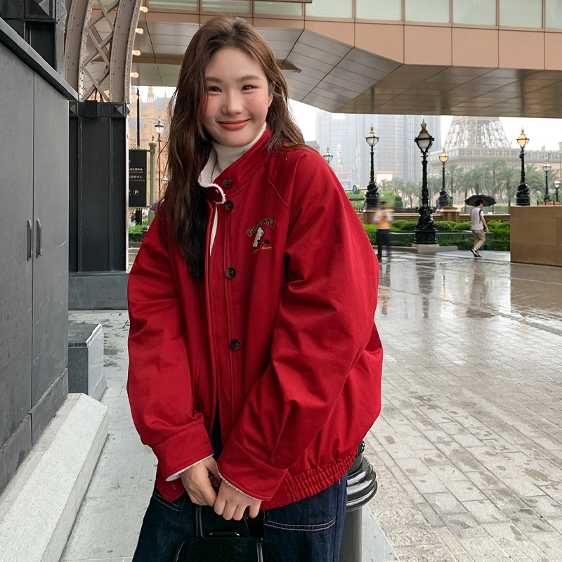 轻迎 美式可爱卡通外套宽松百搭夹克 女款