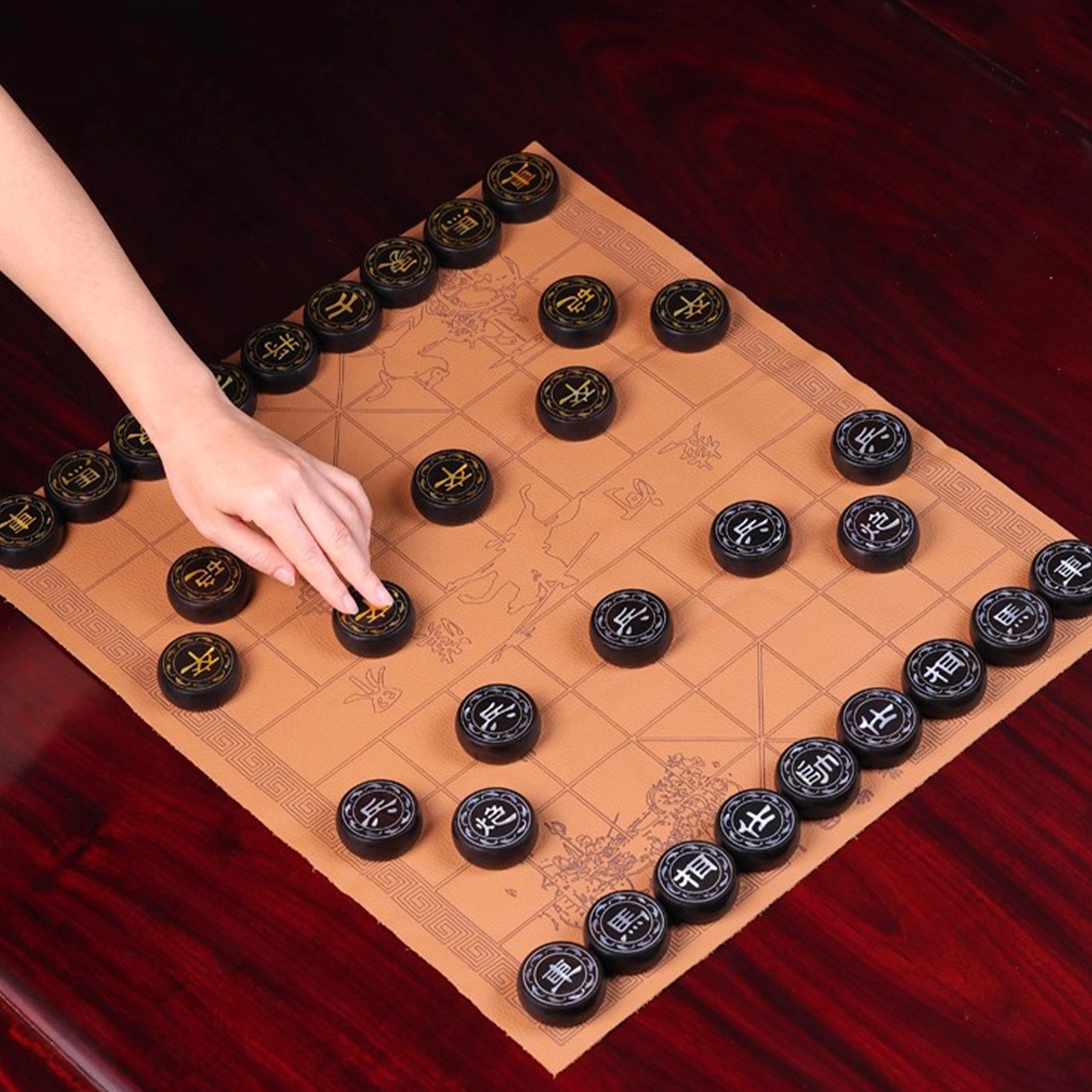 檀欣 【收藏品】高端中国象棋手把件 国风复古新中式便捷式实木质早教益智桌游 紫光檀 木作摆件 通用