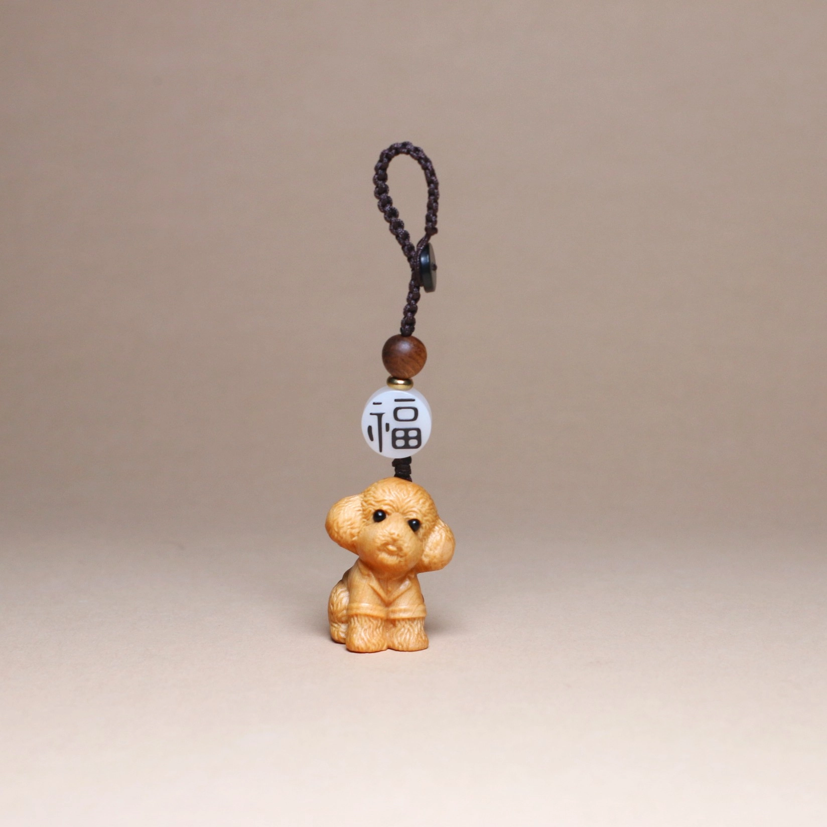 檀欣 本命年 十二生肖原木雕刻泰迪狗汽车钥匙扣挂件 旺旺平安纳福实木卡通动物生肖包包装饰工艺品 崖柏 其他木作 男女同款情侣款
