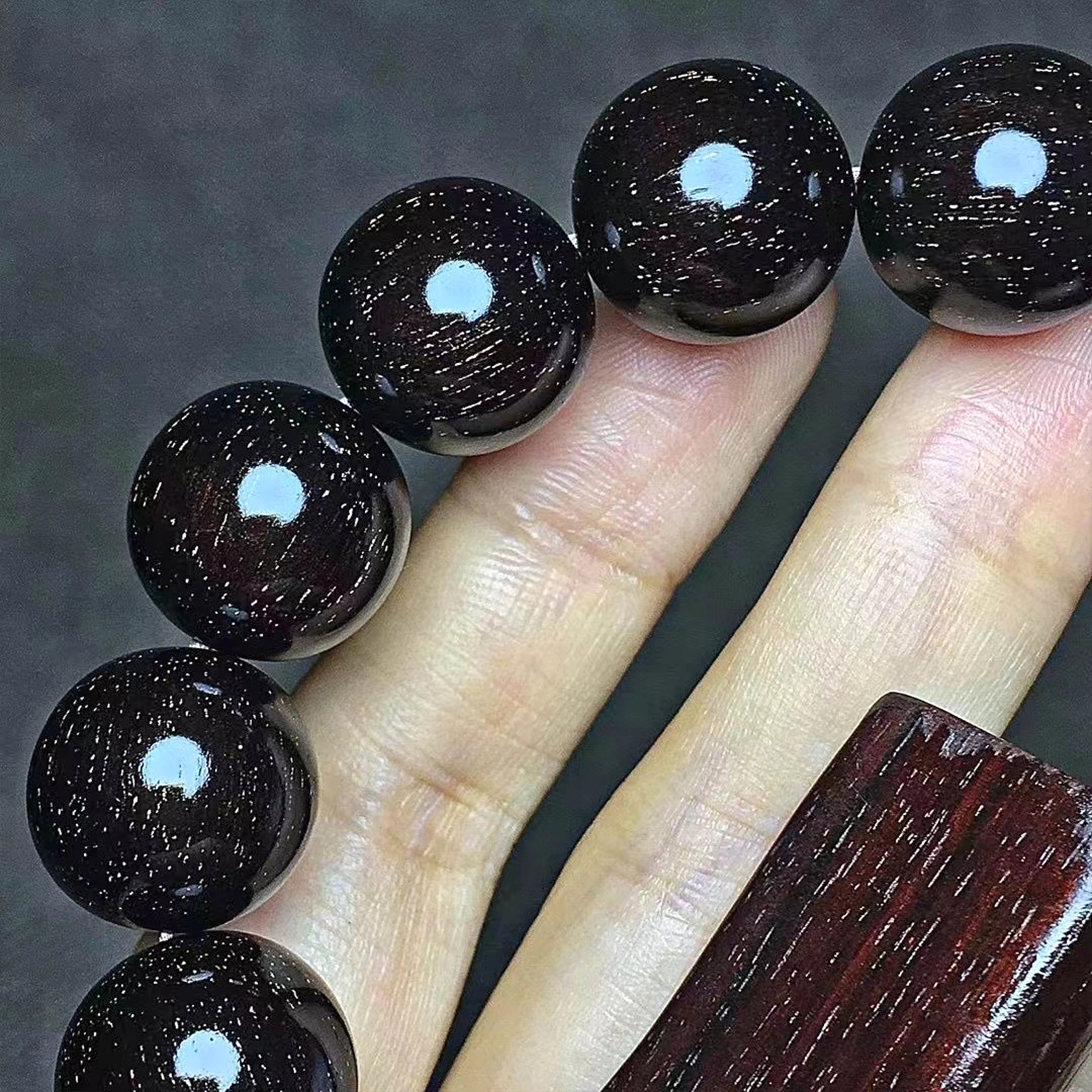 檀欣 新中式国潮 平安纳福 满金星老料红木 轻奢小众设计念珠 小叶紫檀 名贵木作手串 男女同款情侣款 紫檀 礼盒装