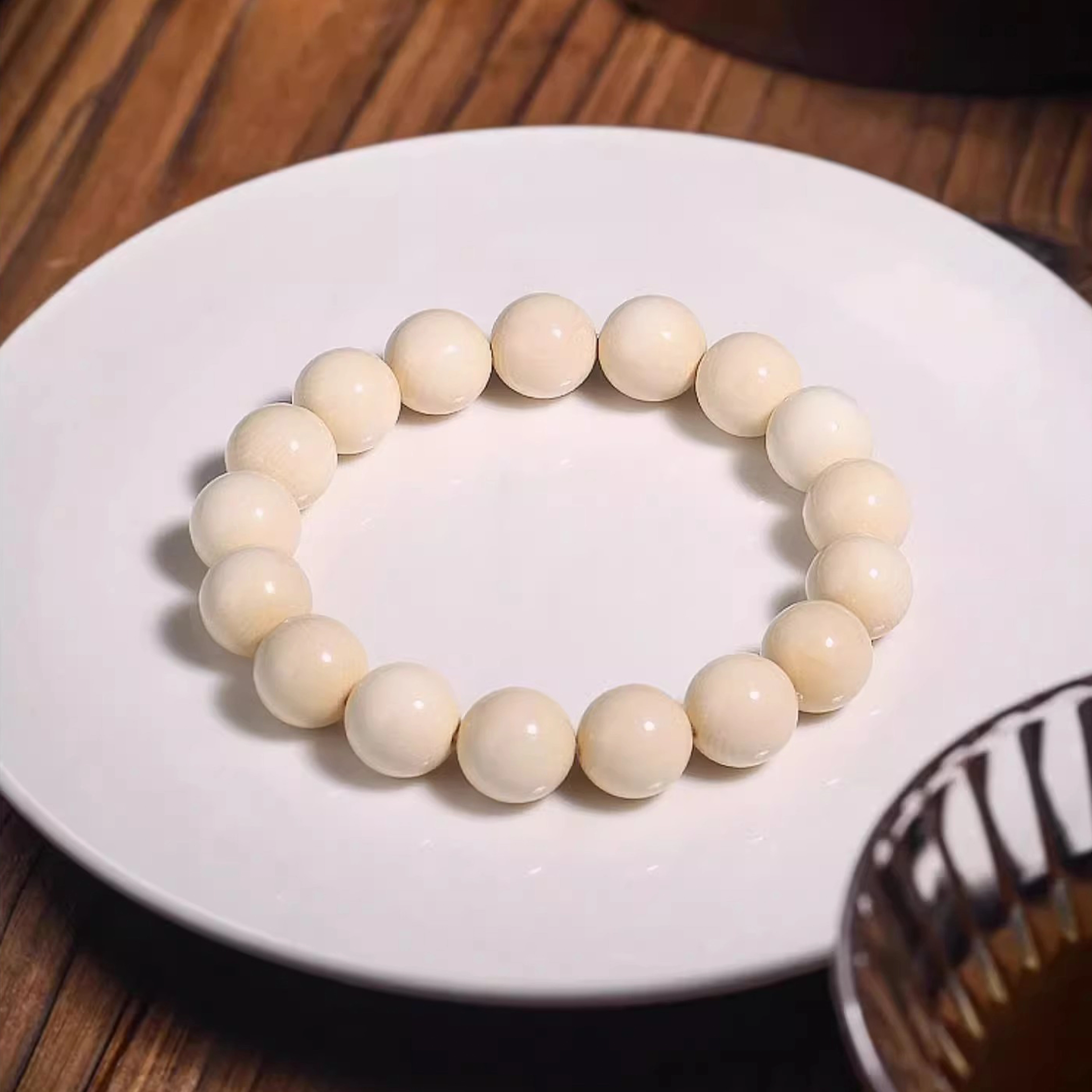 檀欣 国风 绕指柔情 高端文玩冰料百润正圆饱满转运串 吉祥平安  高级优雅气质感盘玩 猛犸 玉石手串 男女同款情侣款 礼盒装