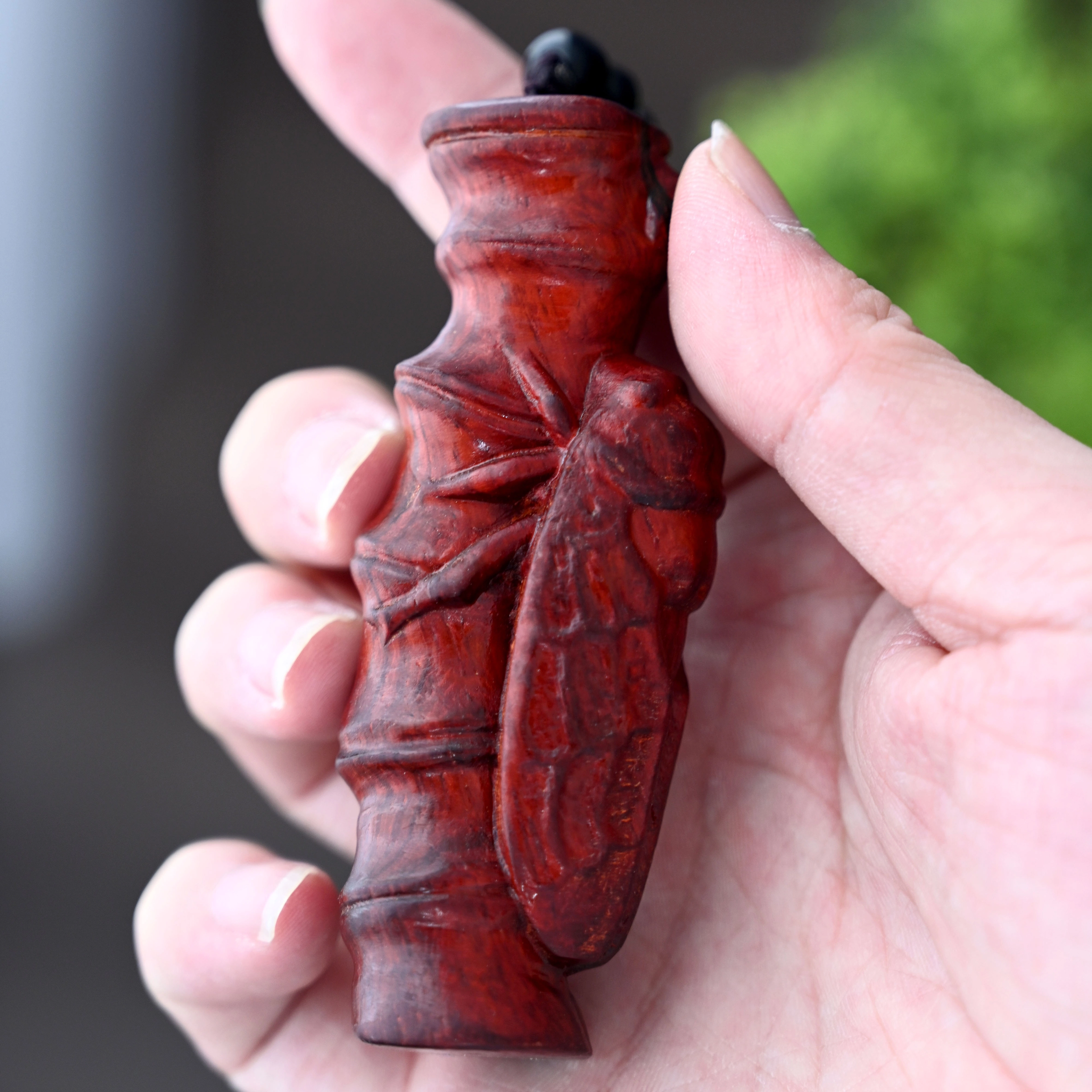 檀欣 新中式精雕刻节节高升一鸣惊人金榜题名挂件 知足常乐 文玩金蝉金榜题名盘玩 木质檀木 木作把件 男女同款情侣款 血檀 礼盒装