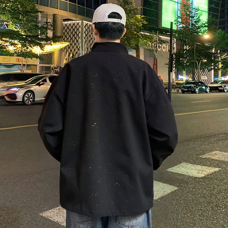 红蜻蜓 美式复古满天星双面穿设计感纯色简约高街防风无性别主义学院风户外通勤宽松休闲飞行员棒球服 夹克外套 男女同款