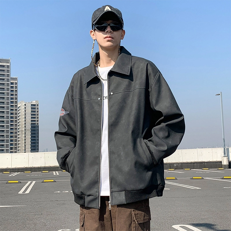 红蜻蜓 美式复古街头风徽章数字字母印花宽松百搭舒适防风保暖休闲棒球服外套夹克 男女同款