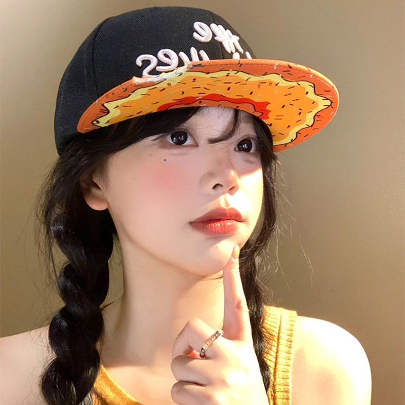 啄木鸟 创意缺口甜甜圈嘻哈说唱街头刺绣平顶平檐 涤棉 棒球帽 男女同款情侣款