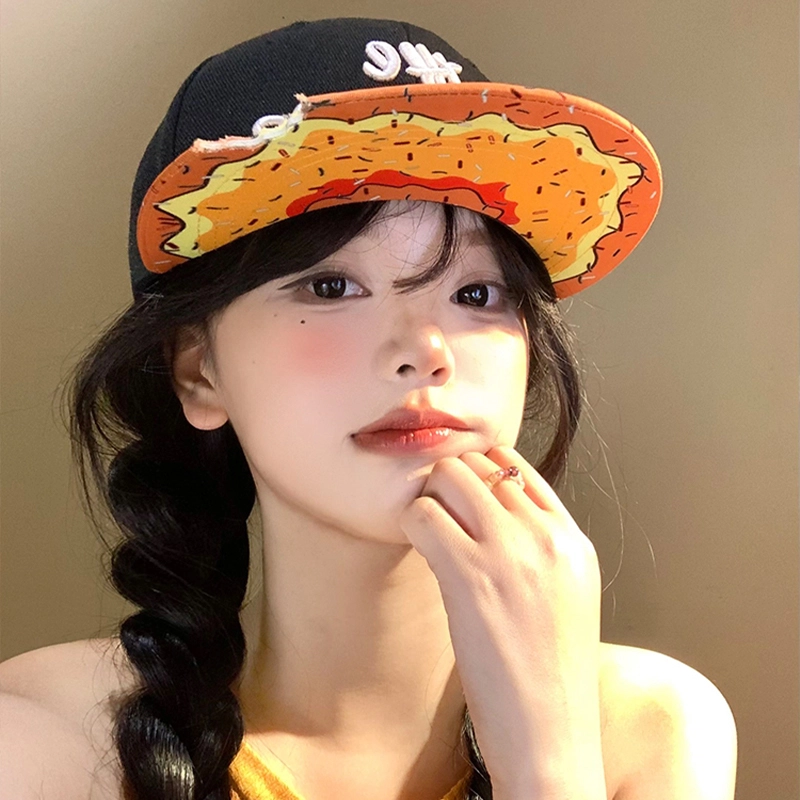 啄木鸟 创意缺口甜甜圈嘻哈说唱街头刺绣平顶平檐 涤棉 棒球帽 男女同款情侣款