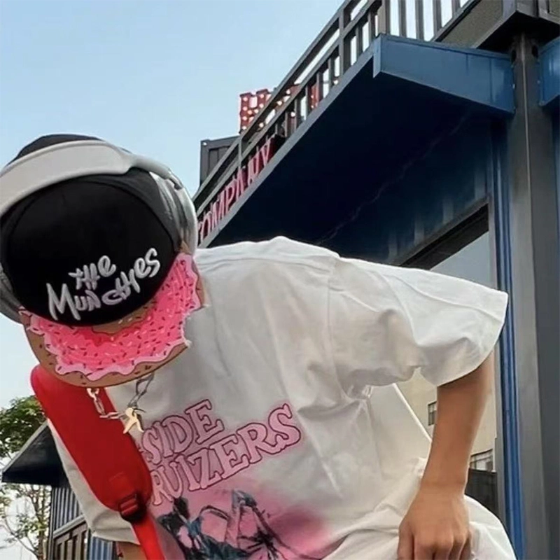 啄木鸟 创意缺口甜甜圈嘻哈说唱街头刺绣平顶平檐 涤棉 棒球帽 男女同款情侣款