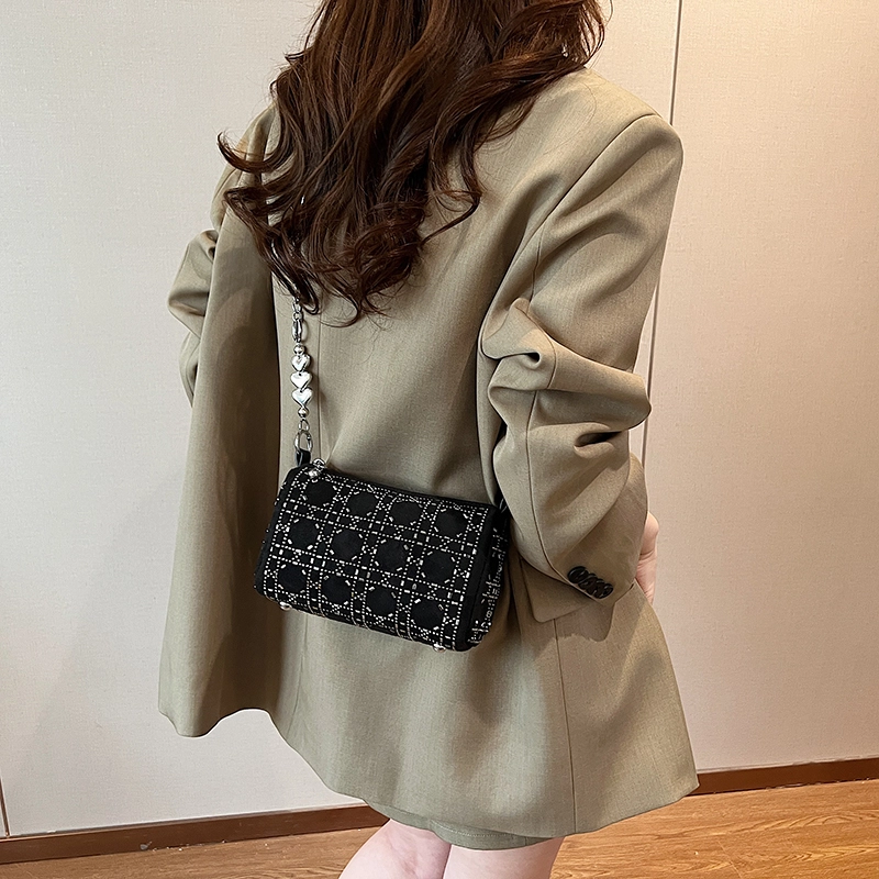 菲姿卓尔 水钻枕头包单肩包时尚百搭 牛仔 斜挎包 女款 蓝色/黑色