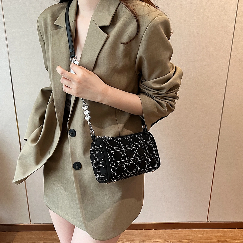 菲姿卓尔 水钻枕头包单肩包时尚百搭 牛仔 斜挎包 女款 蓝色/黑色
