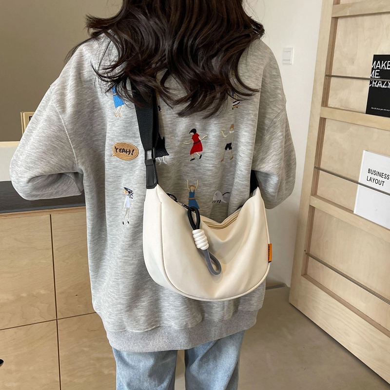 菲姿卓尔 简约百搭 布包男女通用情侣单肩包潮流街头 斜挎包 常规 男女同款情侣款 黑色/白拼黑/粉色/白拼棕
