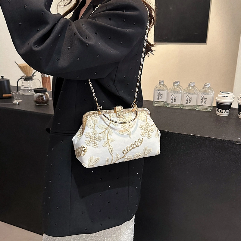 菲姿卓尔 复古中国风旗袍包包 刺绣 百搭单肩手提斜挎包 常规 女款 粉色/白色/蓝色