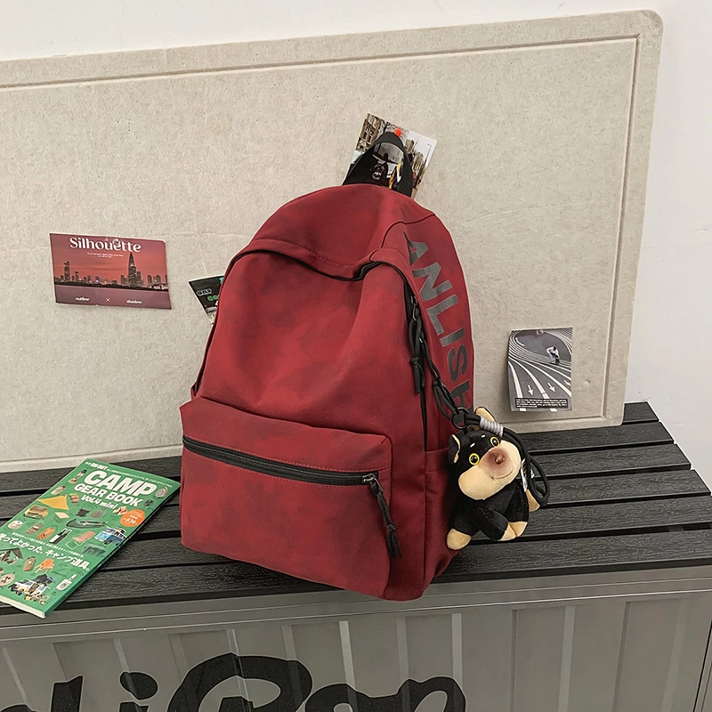 捷朗仕 高级质感涂鸦潮流简约通勤大学生休闲上学高中大学生背包 尼龙 双肩包 男女同款情侣款 米白色/黑色/绿色/红色