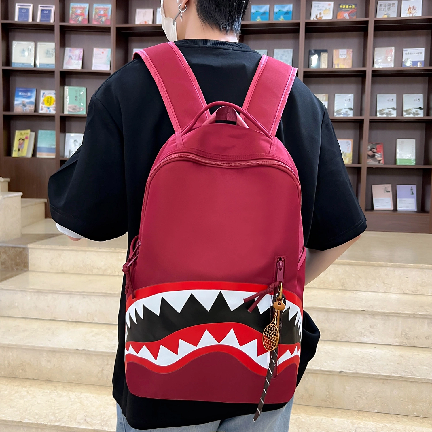 捷朗仕 鲨鱼百搭时尚设计 尼龙 双肩包 男女同款情侣款 多色