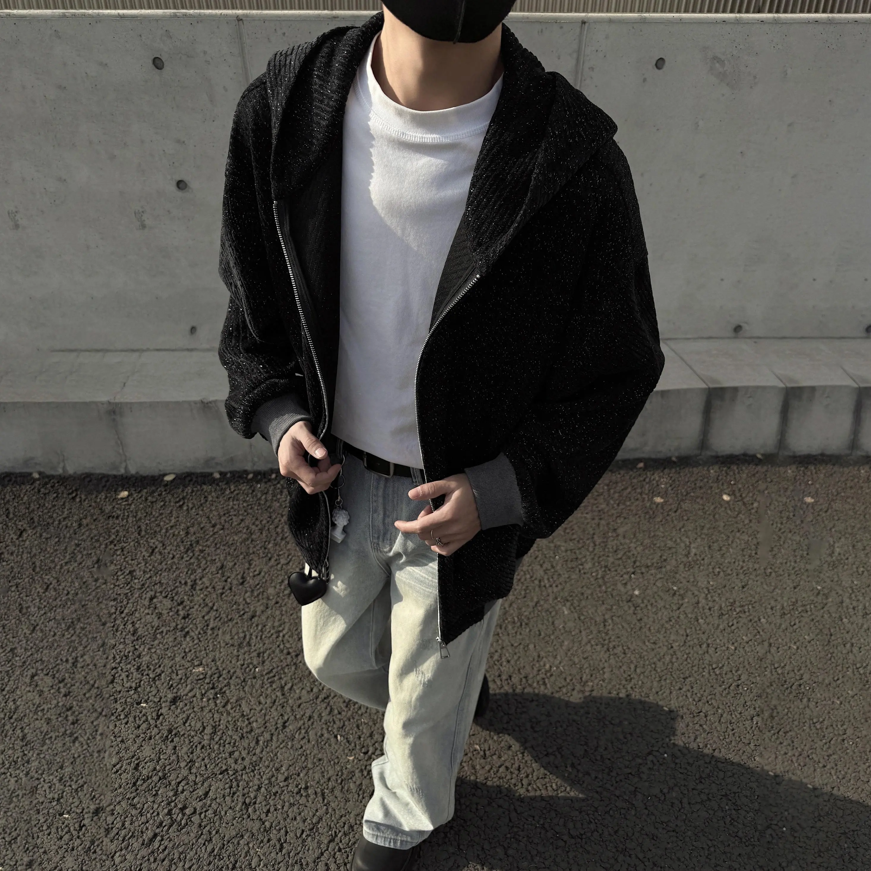 寻星记 美式高街风满印条纹与满天星宽松连帽百搭服饰卫衣 男女同款
