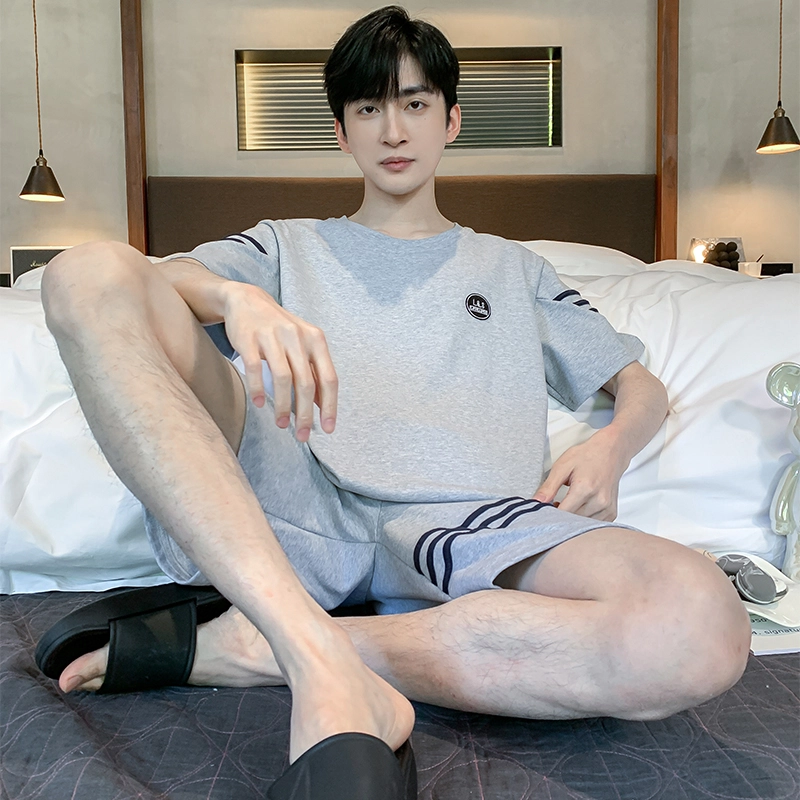 欧迪芬 舒适柔软透气时尚简约可外穿休闲家居服睡衣套装 男款 灰色