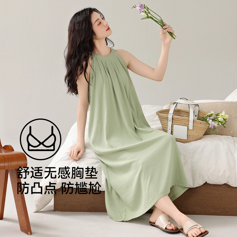 欧迪芬 无袖清凉时尚简约青春活力可调节胸垫防凸点夏季睡裙 女款