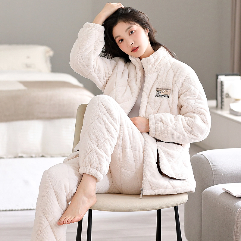 欧迪芬 简约休闲舒适气质立领睡衣套装 女款