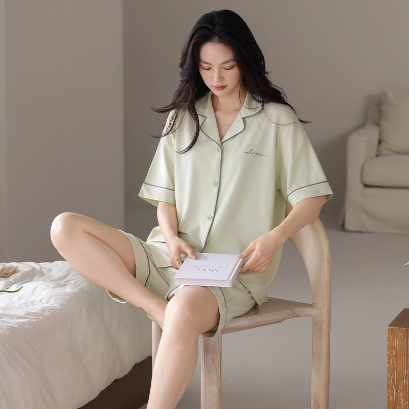 欧迪芬 女生空调房必备宅家穿搭亲肤柔软抗菌防螨敏感肌人群适配宽松版型不束缚睡衣套装 女款