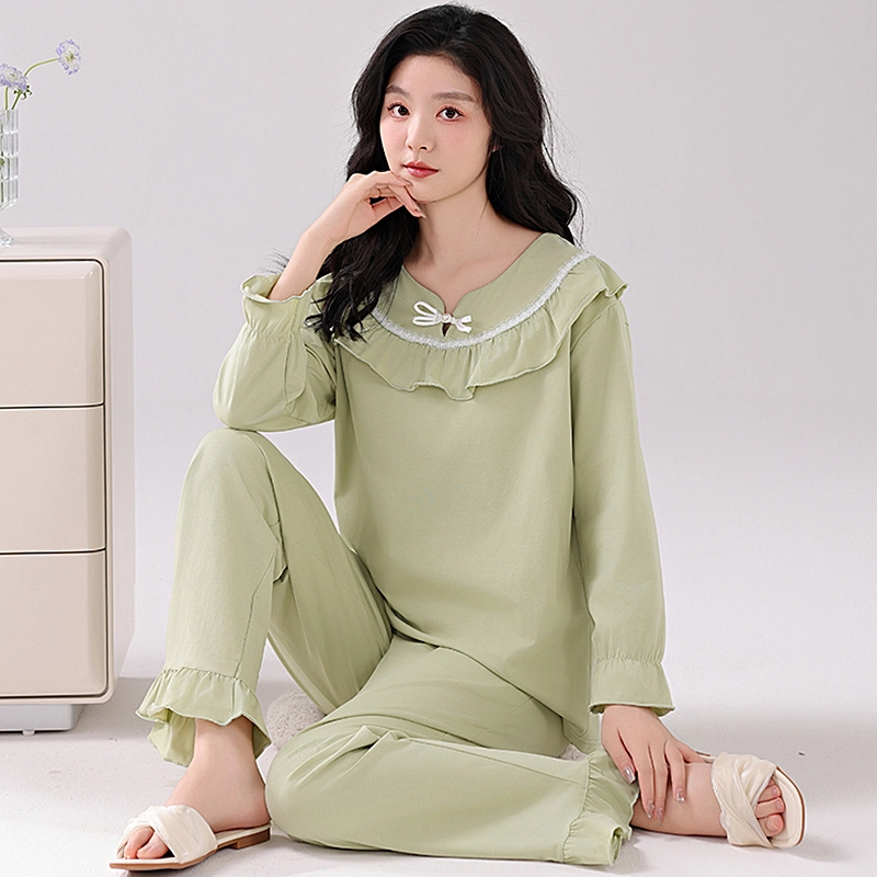 欧迪芬 舒适简约甜美长袖上衣家居服长裤睡衣套装 女款