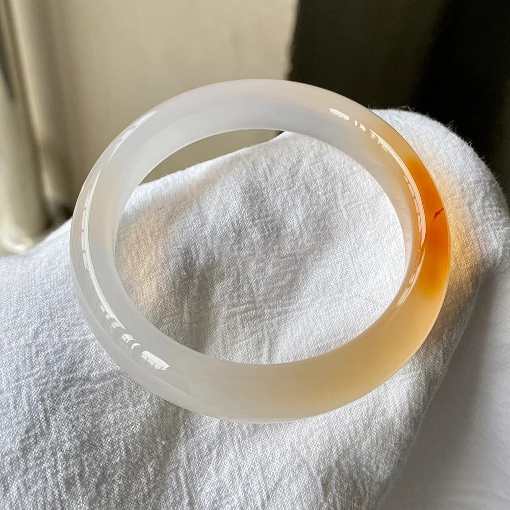 谧月珠宝 一口蛋黄 简约精致甜美国风古韵轻奢气质优雅 小清新森系小众设计新中式国潮 旗袍汉服 玛瑙 玉石手镯 女款